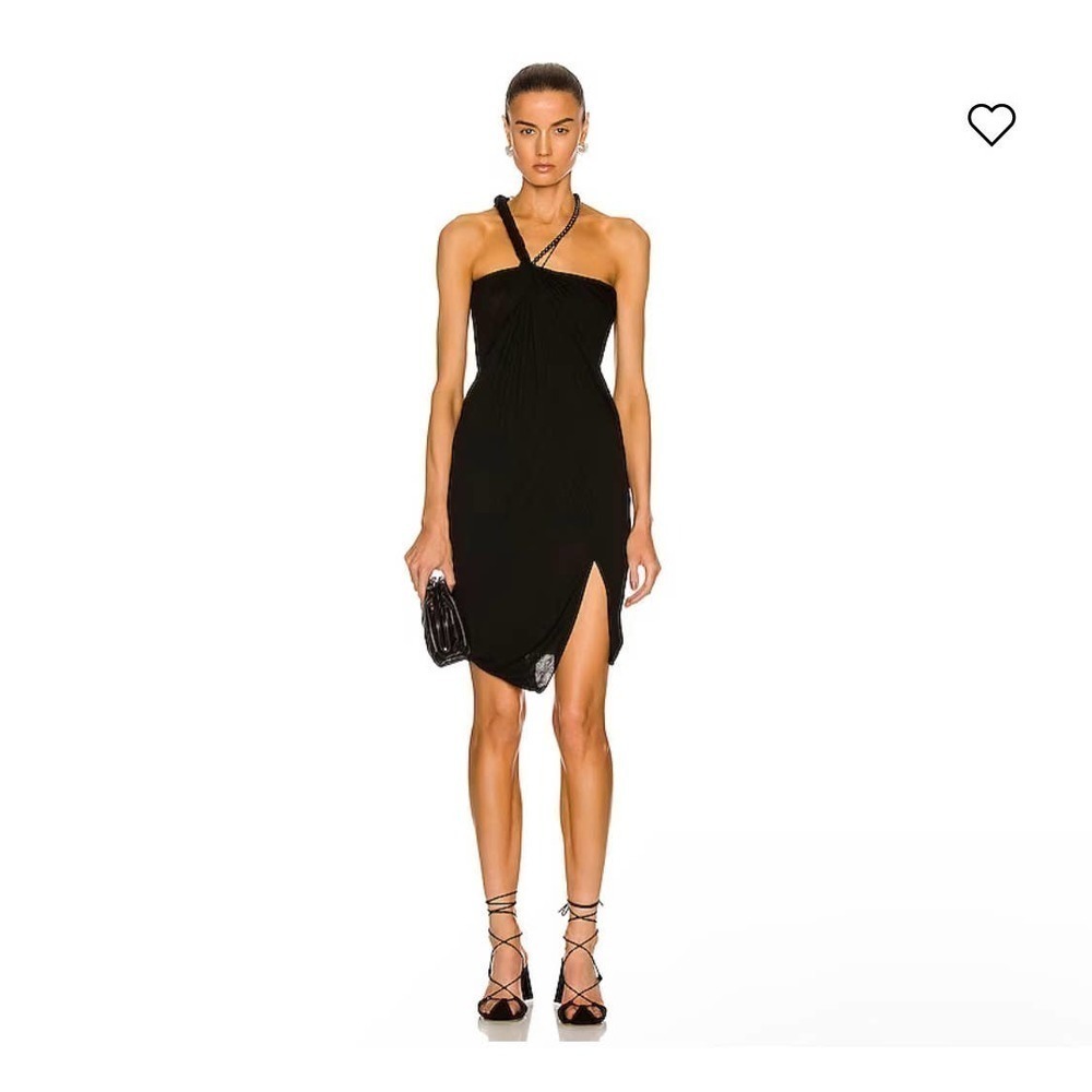 HELMUT LANG Scala Asymmetric Beaded Neck Black Dress Size M NWT
